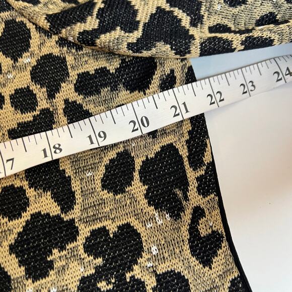 Vtg Misook Cardigan Sweater Petite Large Leopard Print Black Tan Shoulder Pads - Picture 9 of 9